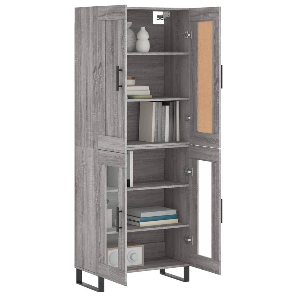 vidaXL Aparador alto madera contrachapada gris sonoma 69,5x34x180 cm