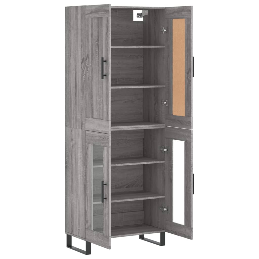 vidaXL Aparador alto madera contrachapada gris sonoma 69,5x34x180 cm