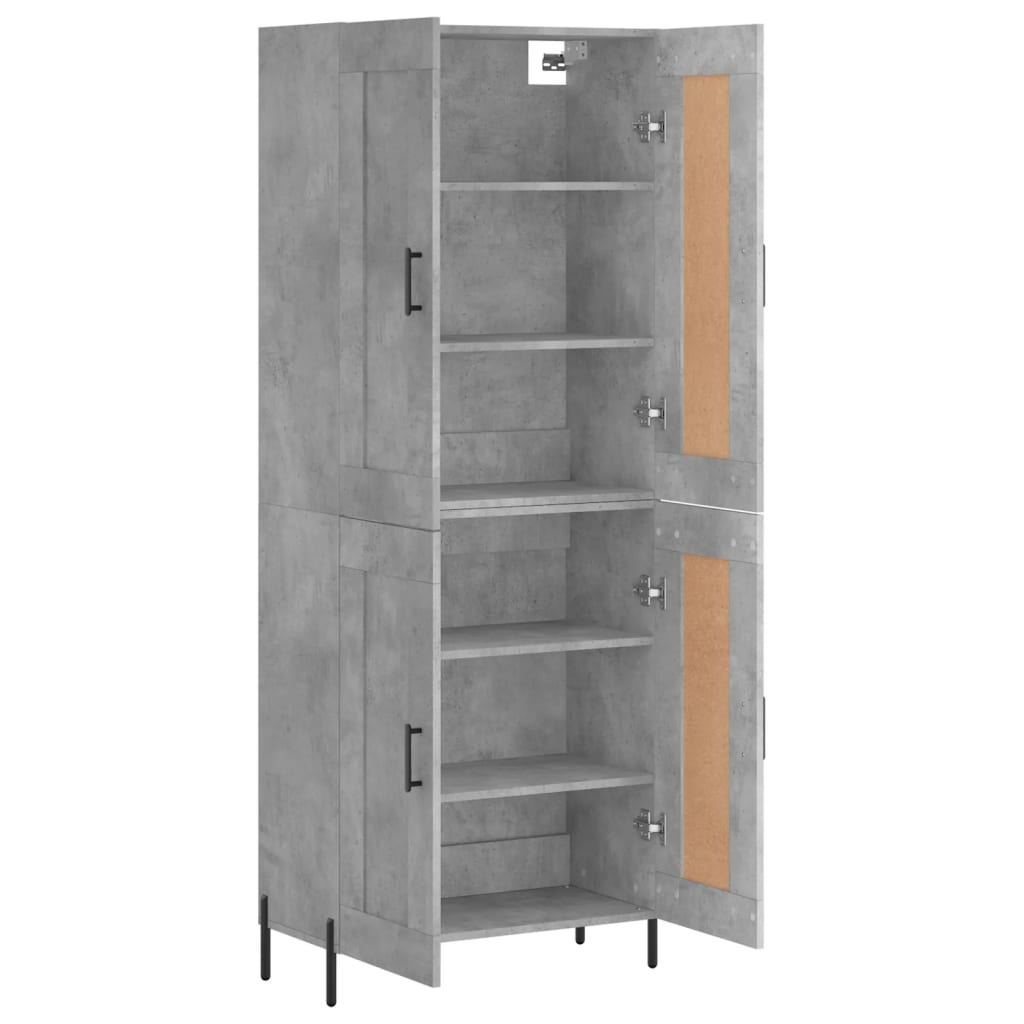 vidaXL Aparador alto madera contrachapada gris hormigón 69,5x34x180 cm