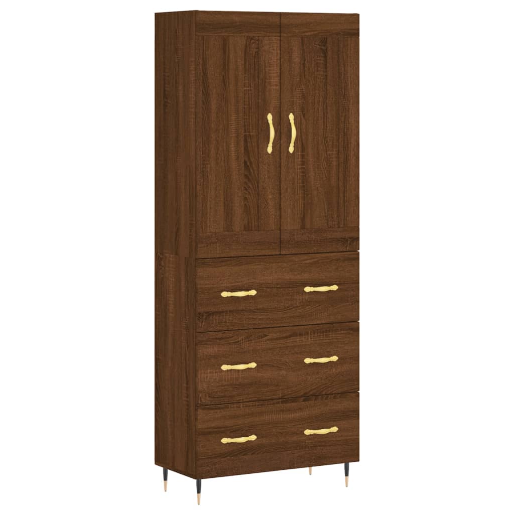 vidaXL Aparador alto madera contrachapada marrón roble 69,5x34x180 cm