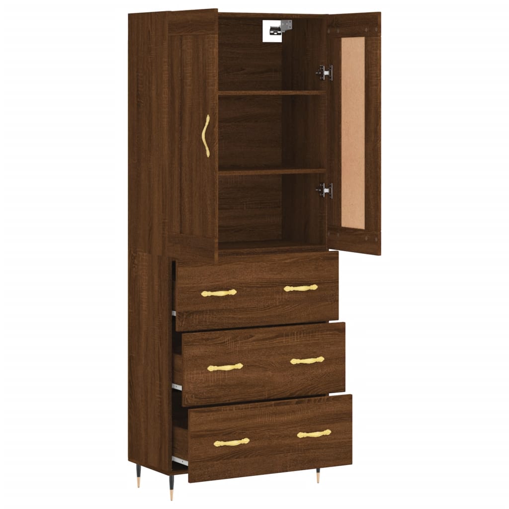 vidaXL Aparador alto madera contrachapada marrón roble 69,5x34x180 cm