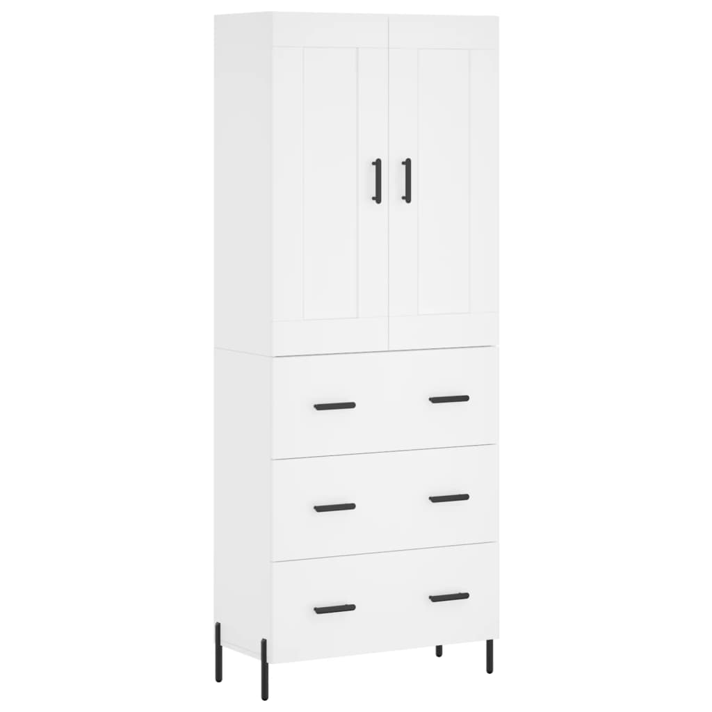 vidaXL Aparador alto madera contrachapada blanco 69,5x34x180 cm