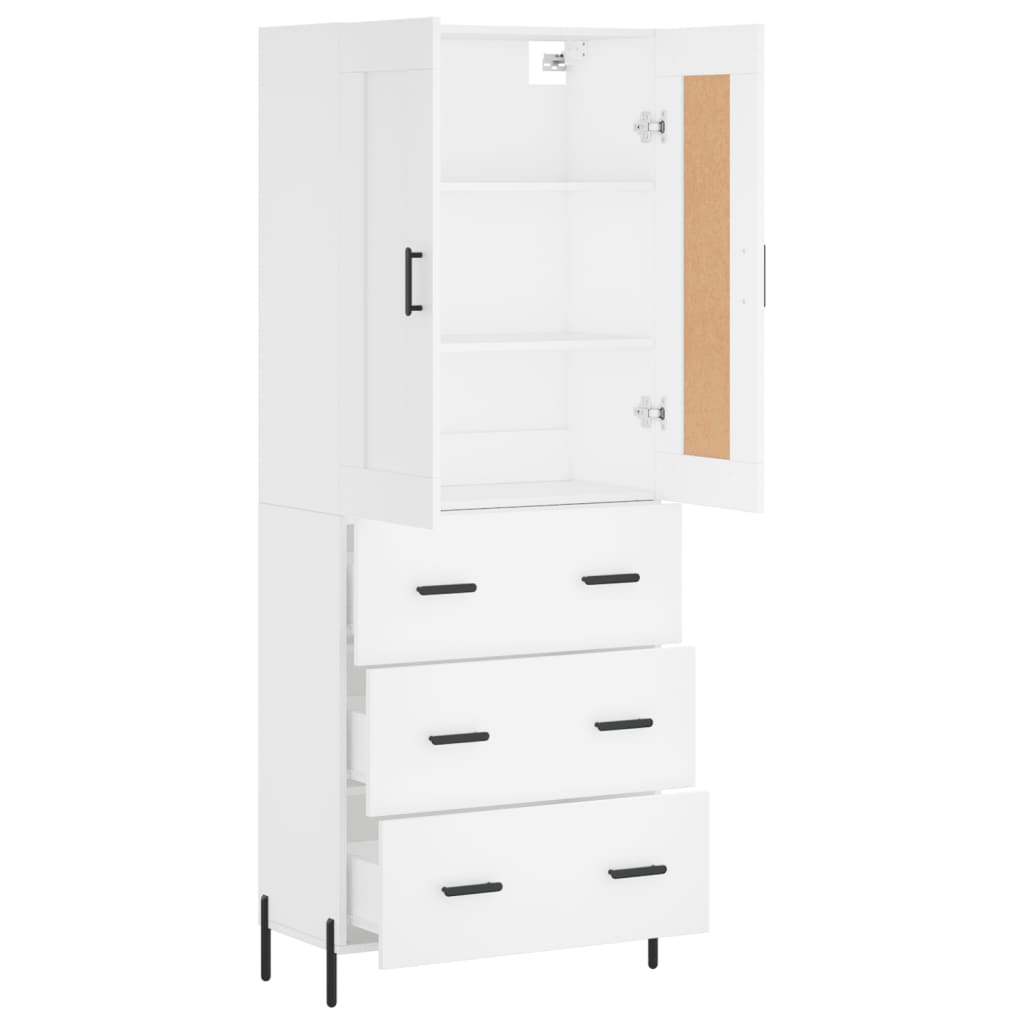 vidaXL Aparador alto madera contrachapada blanco 69,5x34x180 cm