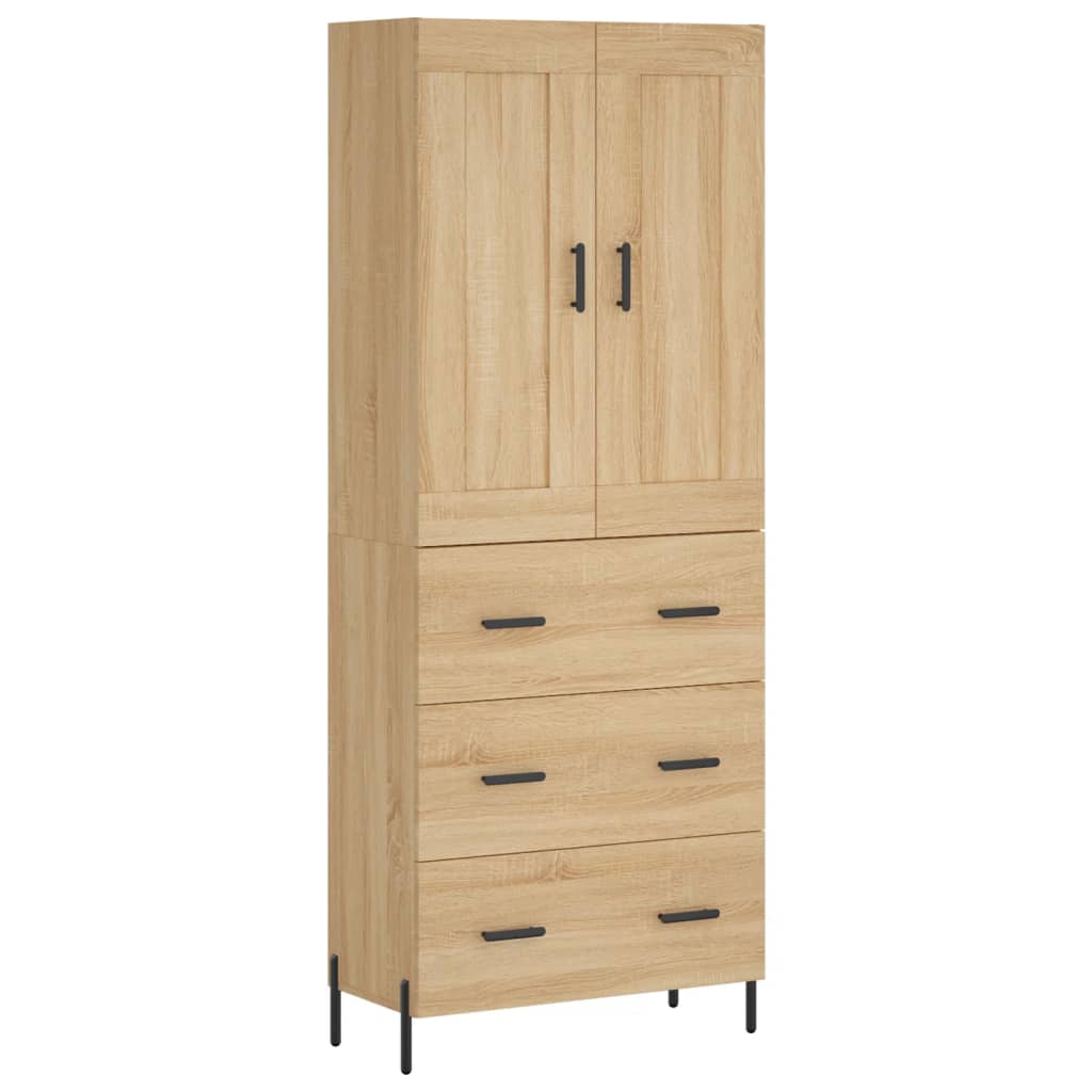 vidaXL Aparador alto madera contrachapada color roble 69,5x34x180 cm