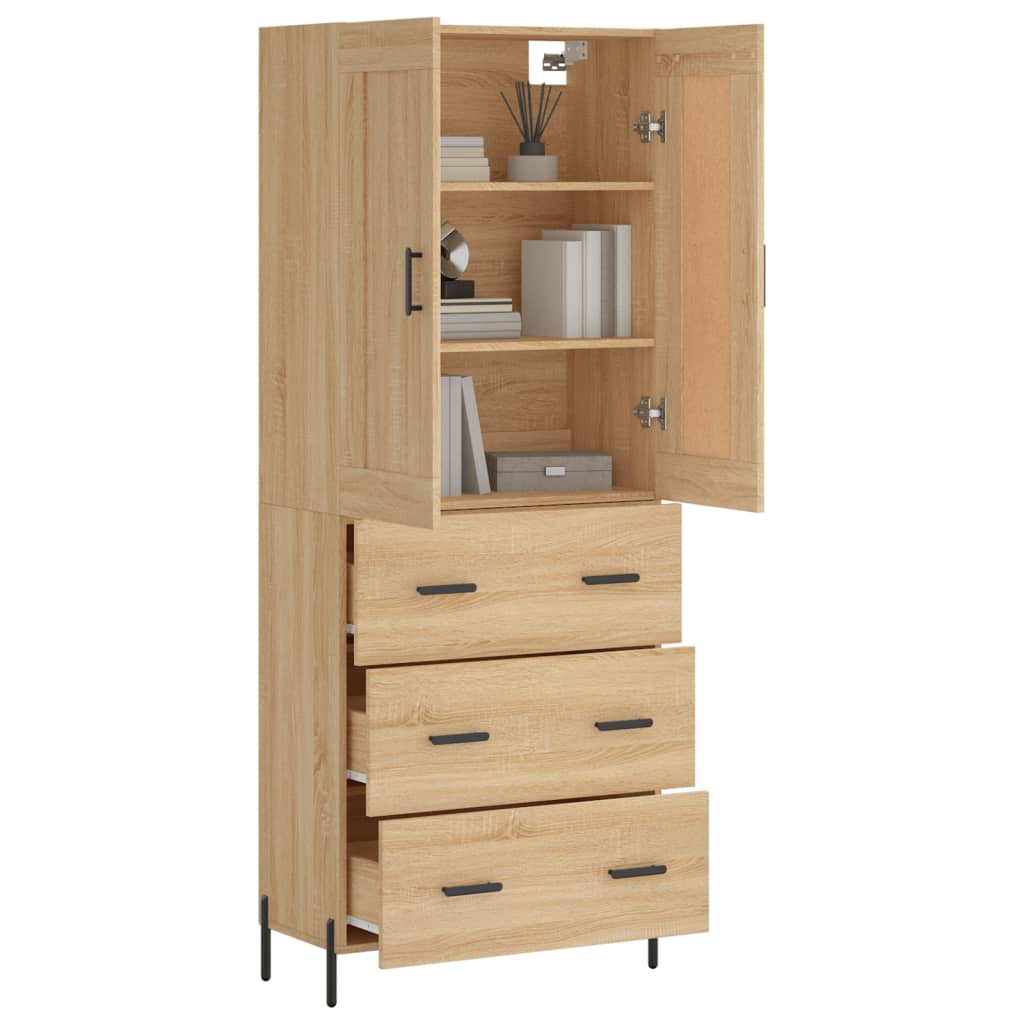 vidaXL Aparador alto madera contrachapada color roble 69,5x34x180 cm