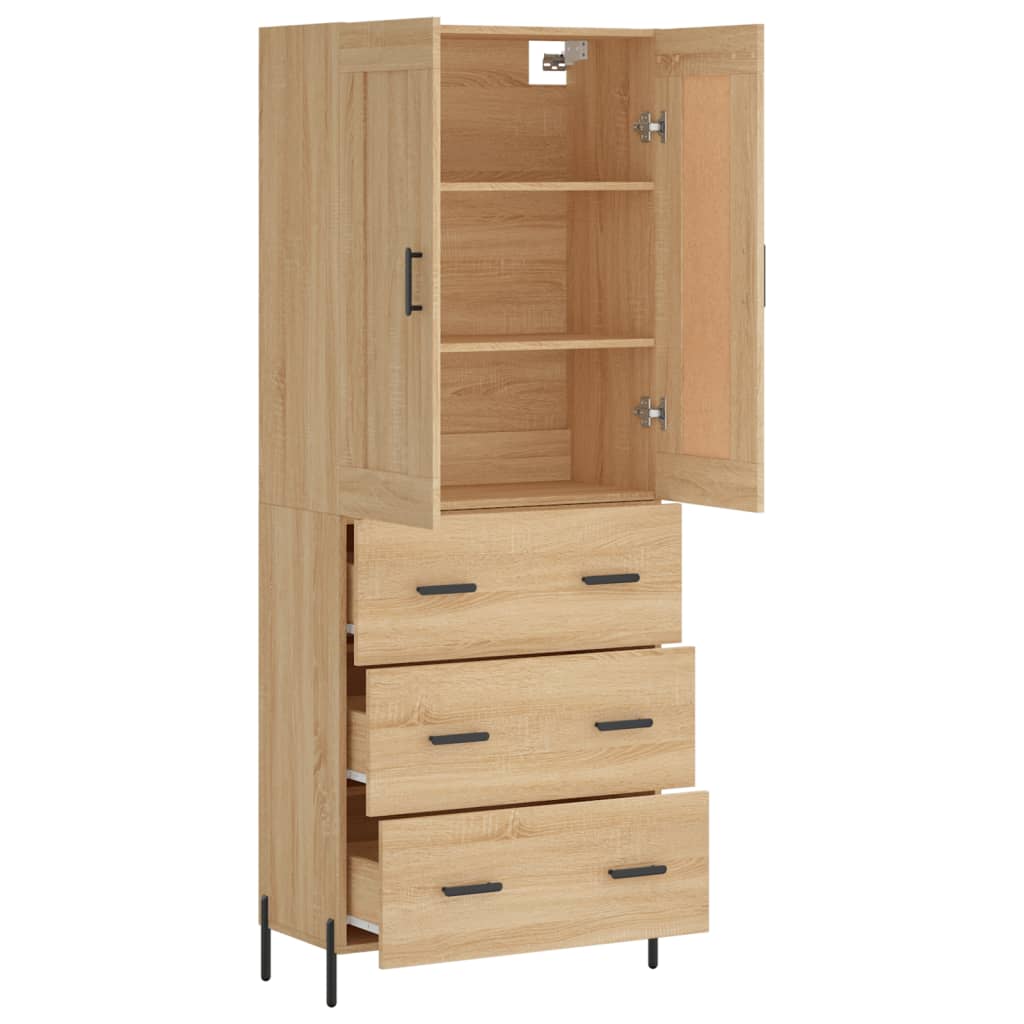 vidaXL Aparador alto madera contrachapada color roble 69,5x34x180 cm