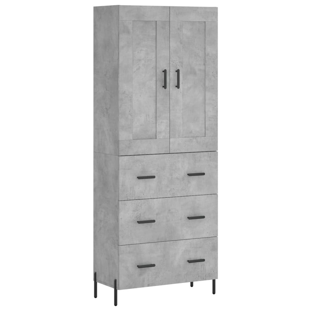 vidaXL Aparador alto madera contrachapada gris hormigón 69,5x34x180 cm