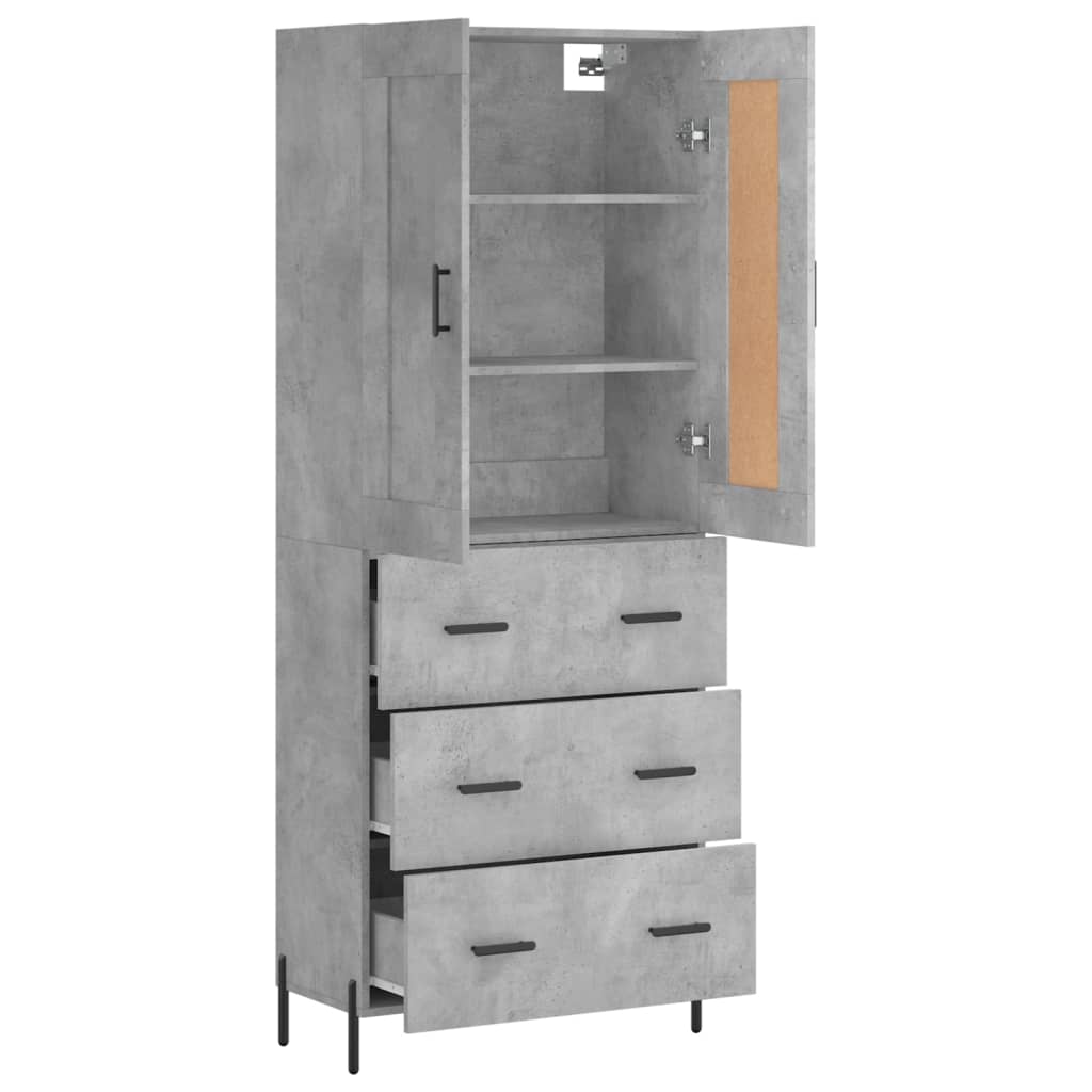 vidaXL Aparador alto madera contrachapada gris hormigón 69,5x34x180 cm