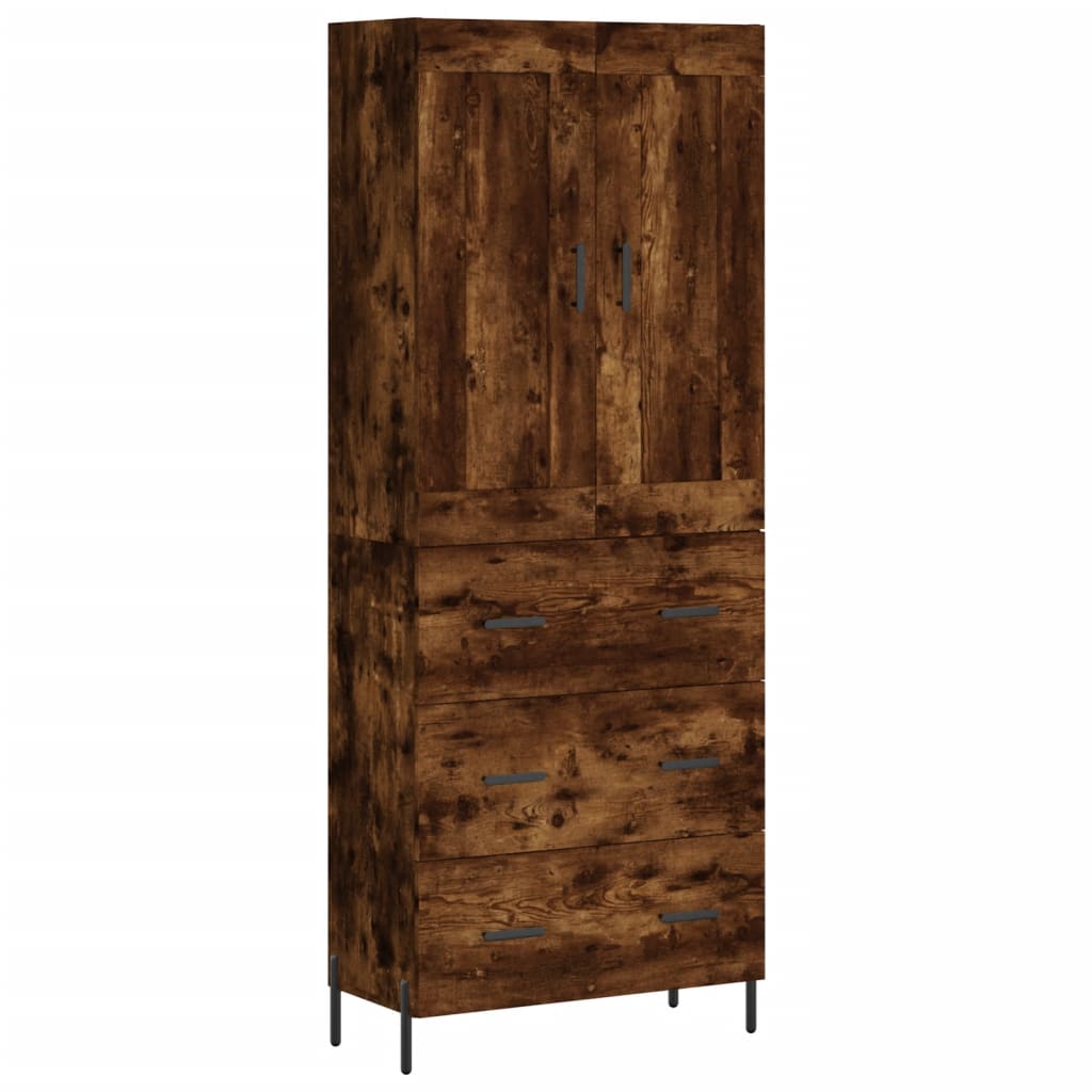 vidaXL Aparador alto madera contrachapada roble ahumado 69,5x34x180 cm