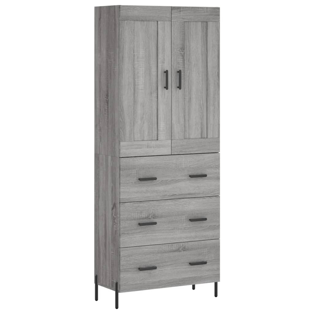 vidaXL Aparador alto madera contrachapada gris sonoma 69,5x34x180 cm