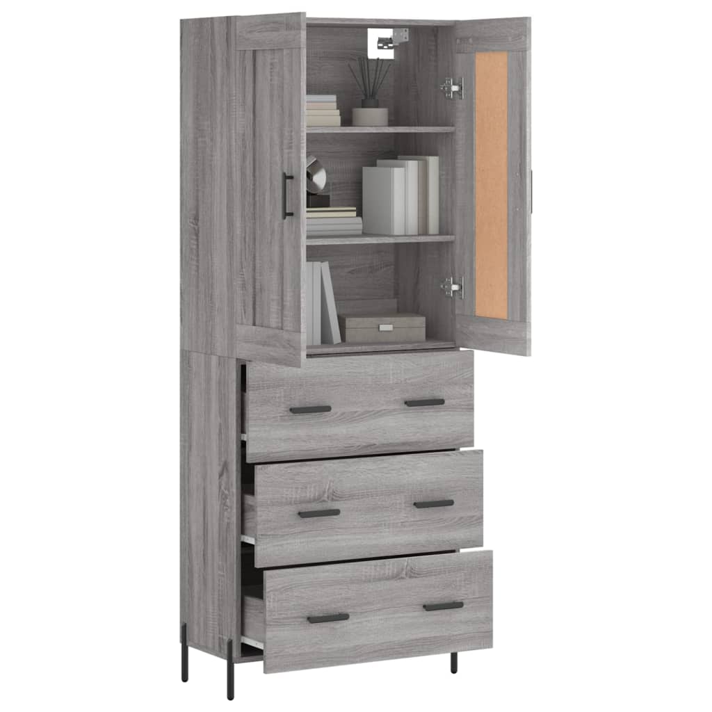 vidaXL Aparador alto madera contrachapada gris sonoma 69,5x34x180 cm