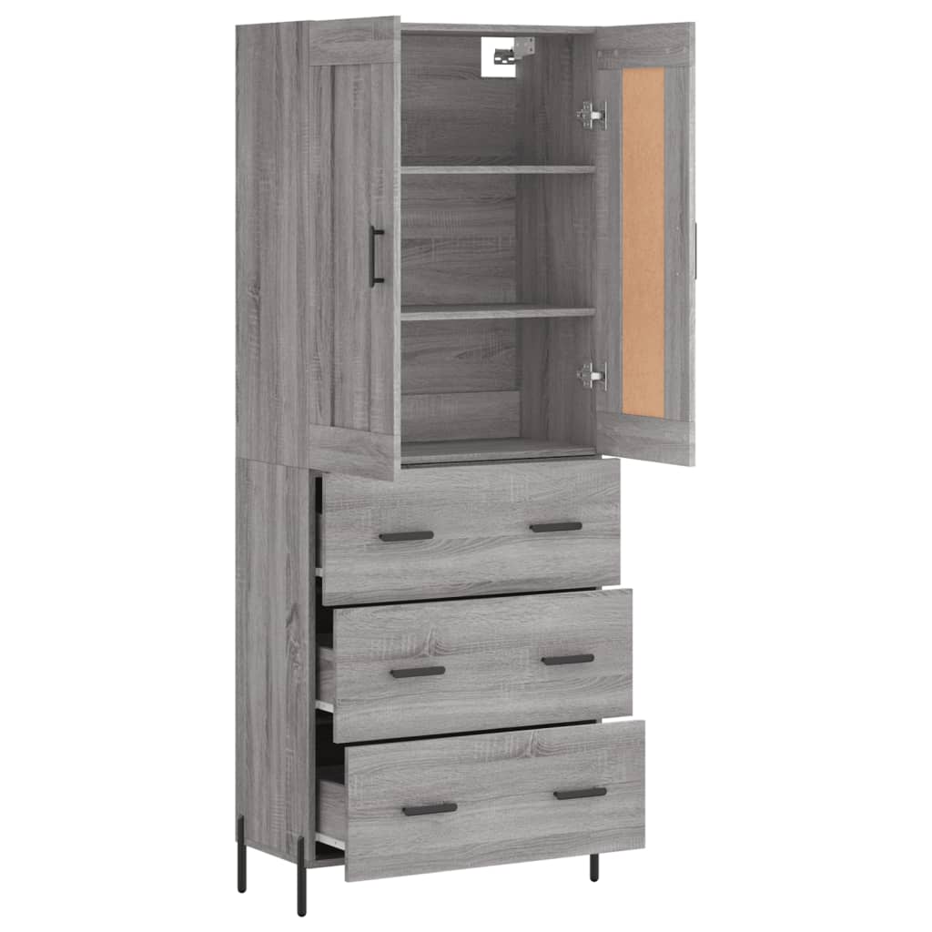 vidaXL Aparador alto madera contrachapada gris sonoma 69,5x34x180 cm