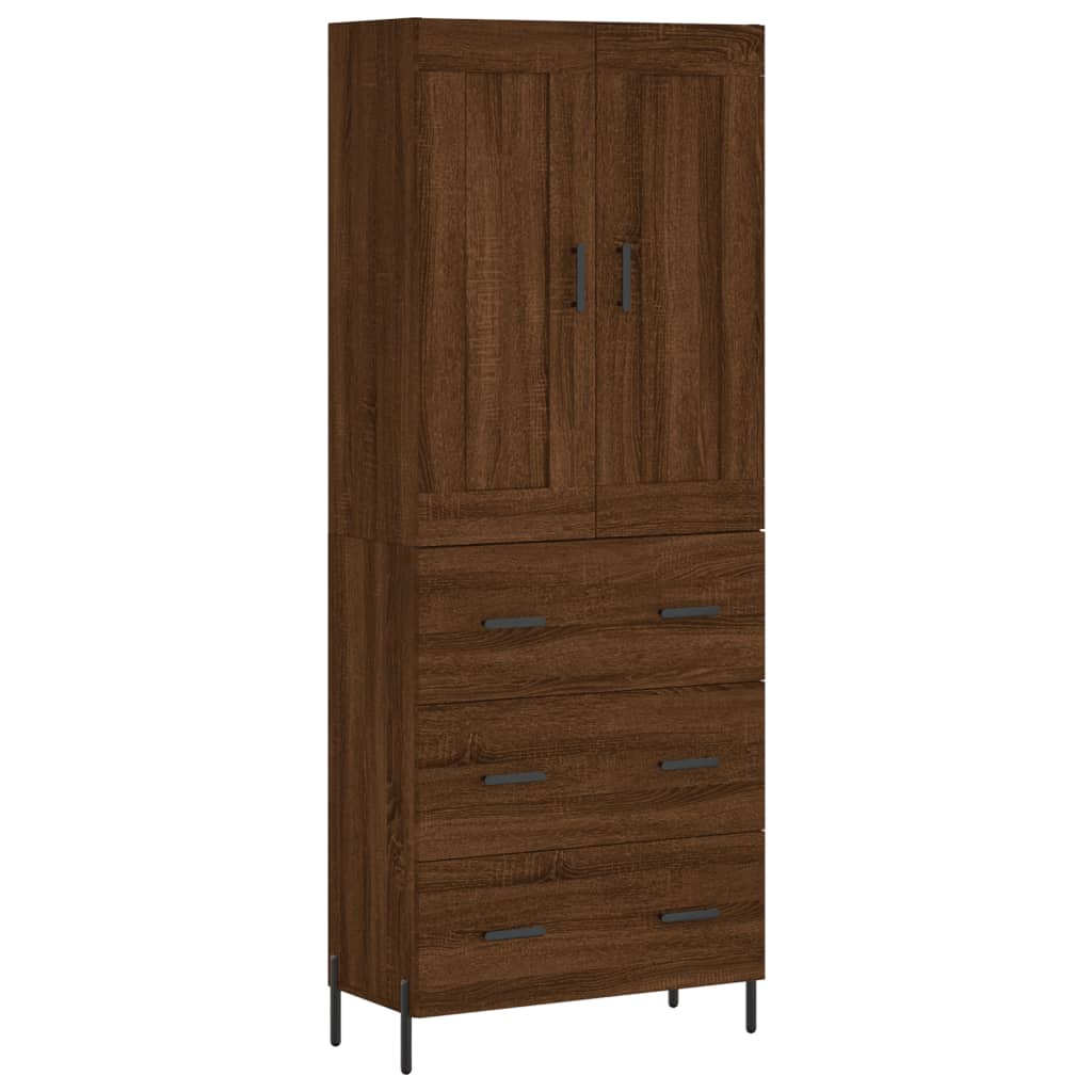 vidaXL Aparador alto madera contrachapada marrón roble 69,5x34x180 cm