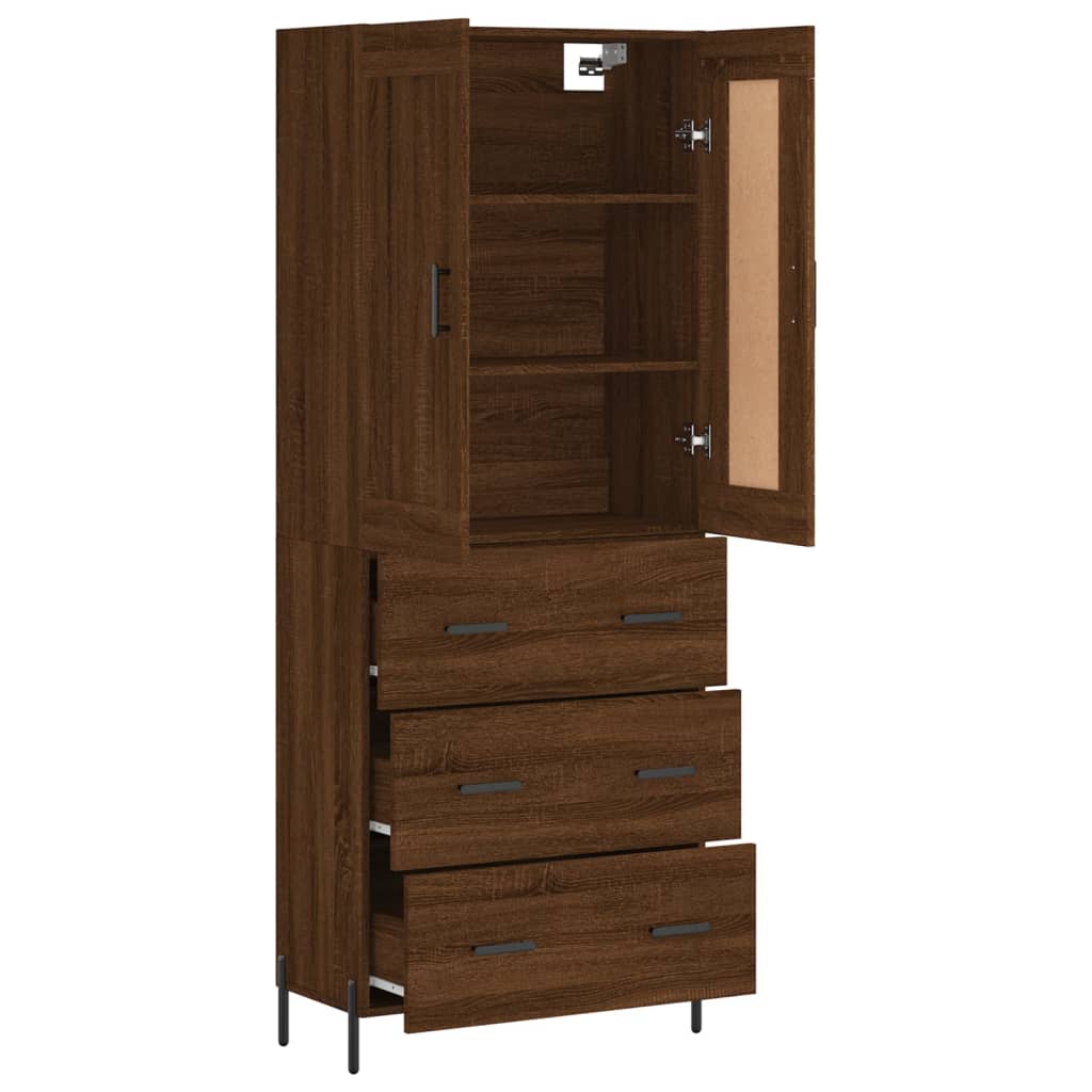 vidaXL Aparador alto madera contrachapada marrón roble 69,5x34x180 cm