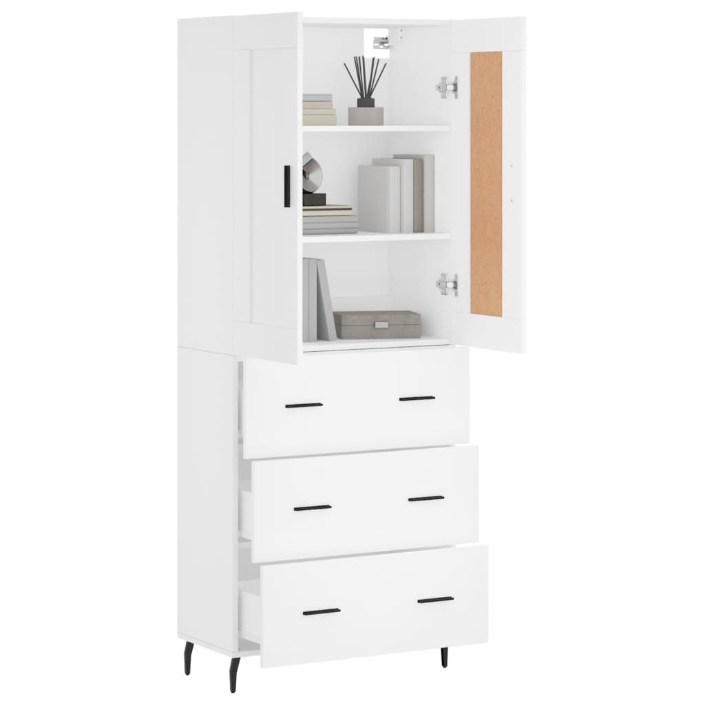 vidaXL Aparador alto madera contrachapada blanco 69,5x34x180 cm