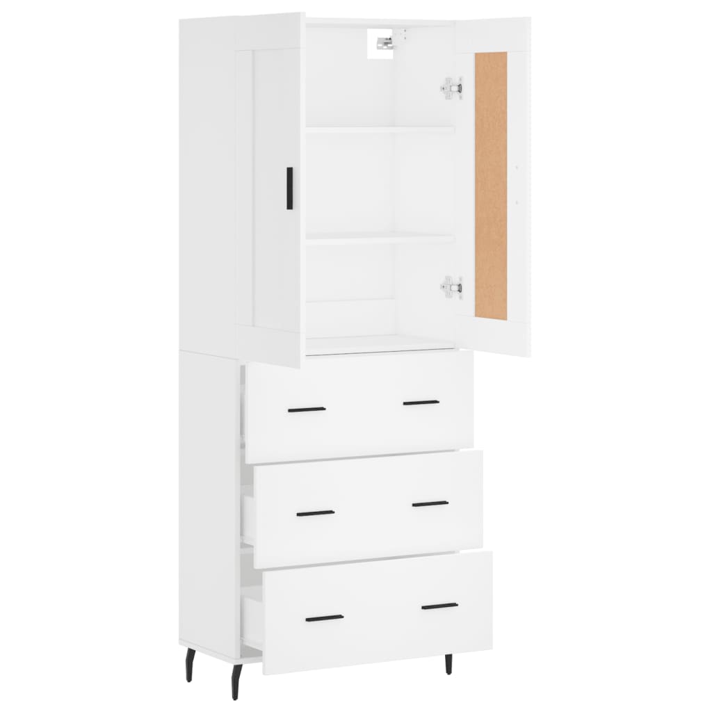 vidaXL Aparador alto madera contrachapada blanco 69,5x34x180 cm