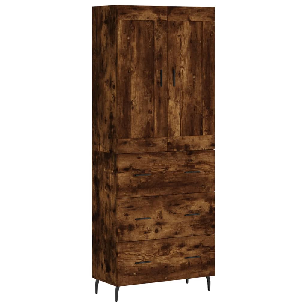 vidaXL Aparador alto madera contrachapada roble ahumado 69,5x34x180 cm