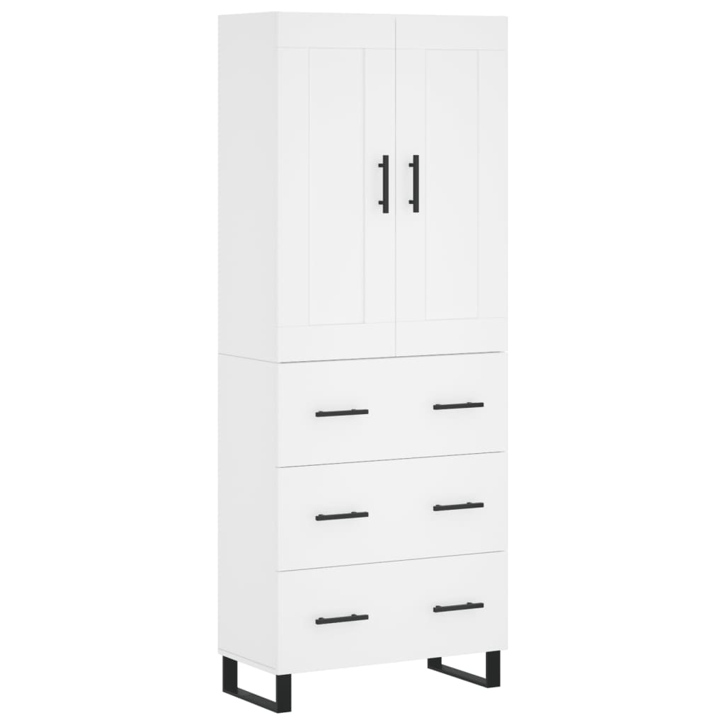 vidaXL Aparador alto madera contrachapada blanco 69,5x34x180 cm