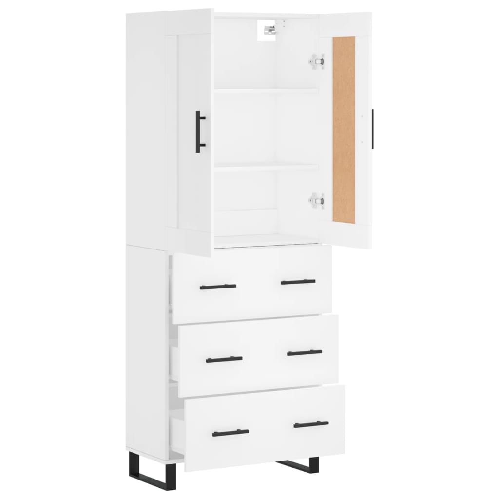 vidaXL Aparador alto madera contrachapada blanco 69,5x34x180 cm