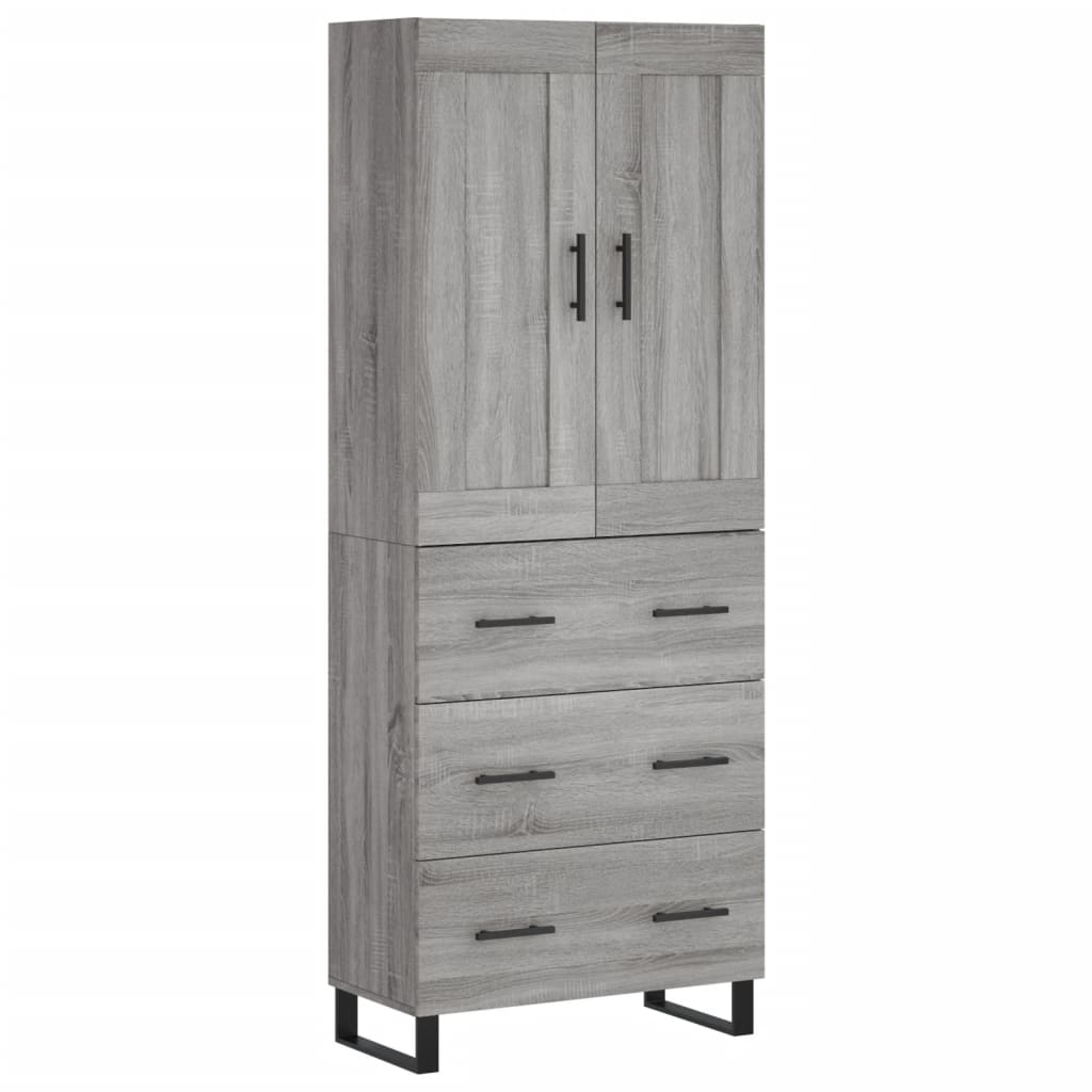 vidaXL Aparador alto madera contrachapada gris sonoma 69,5x34x180 cm