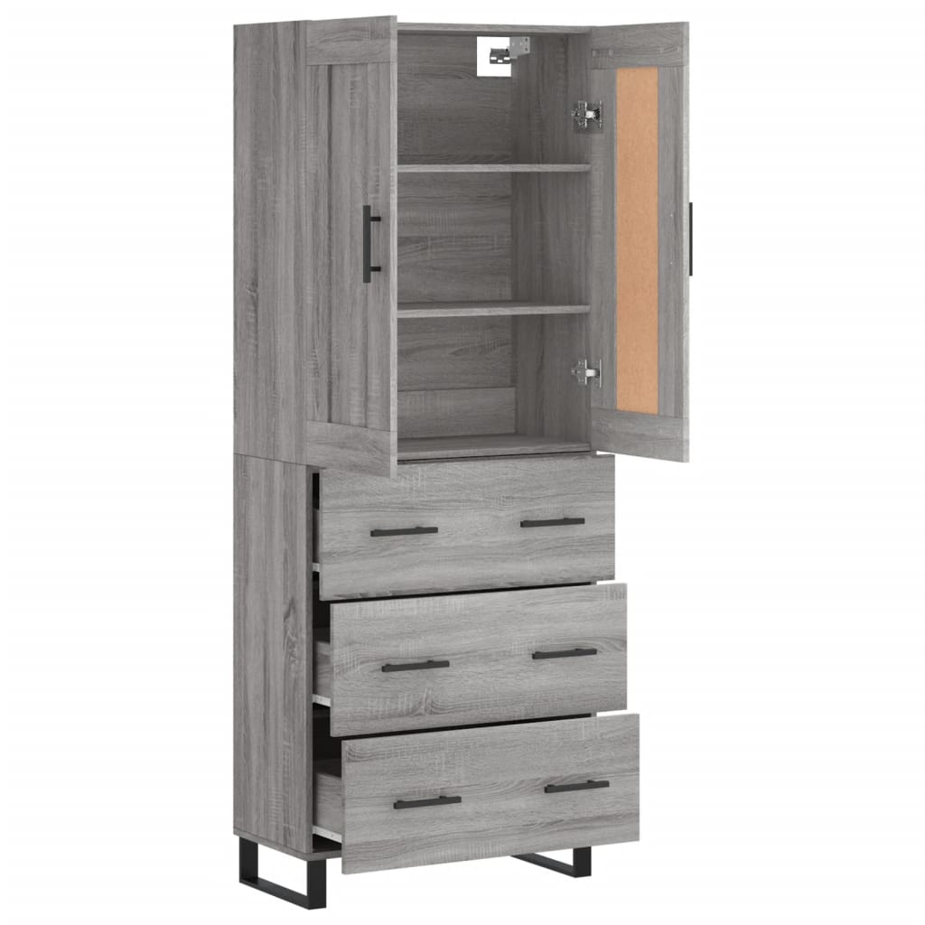 vidaXL Aparador alto madera contrachapada gris sonoma 69,5x34x180 cm