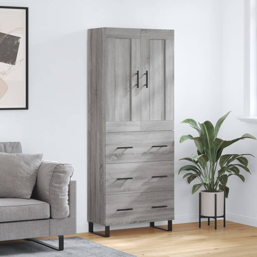 vidaXL Aparador alto madera contrachapada gris sonoma 69,5x34x180 cm