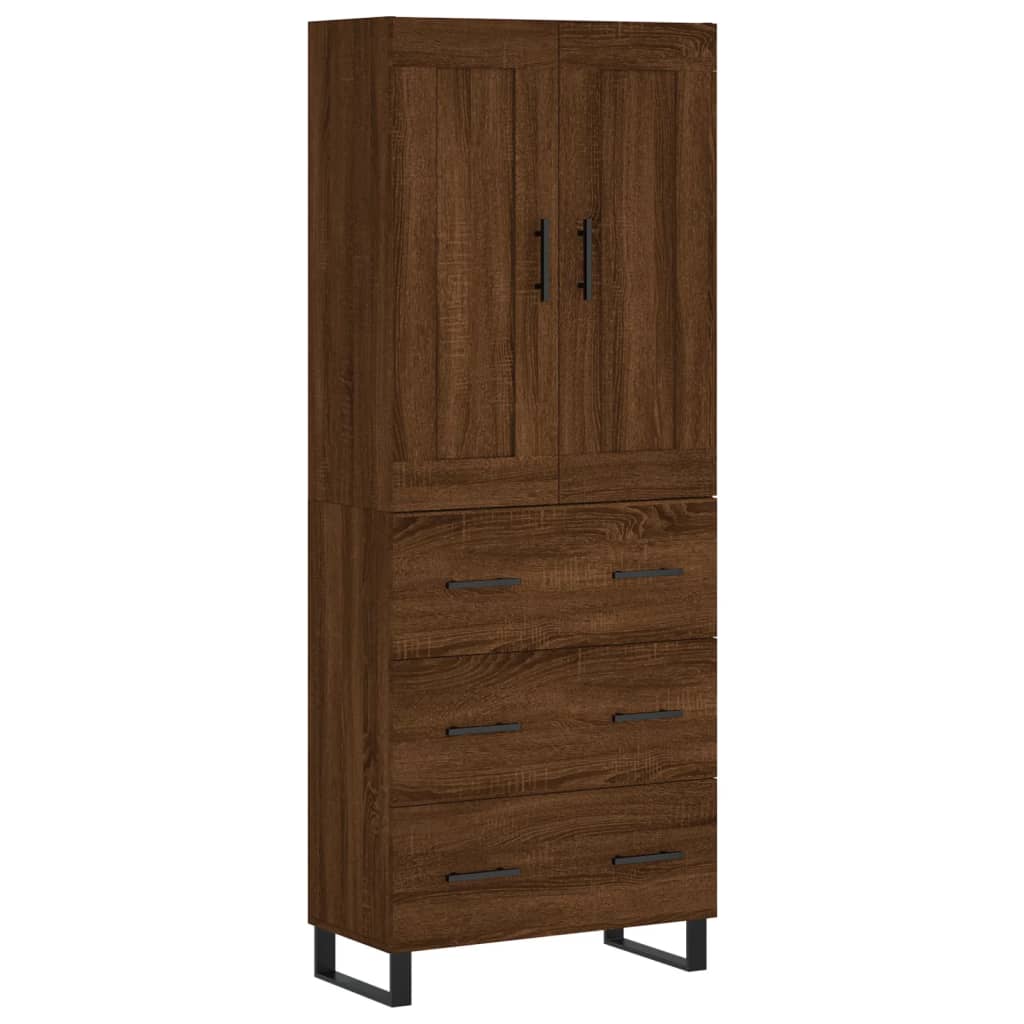 vidaXL Aparador alto madera contrachapada marrón roble 69,5x34x180 cm