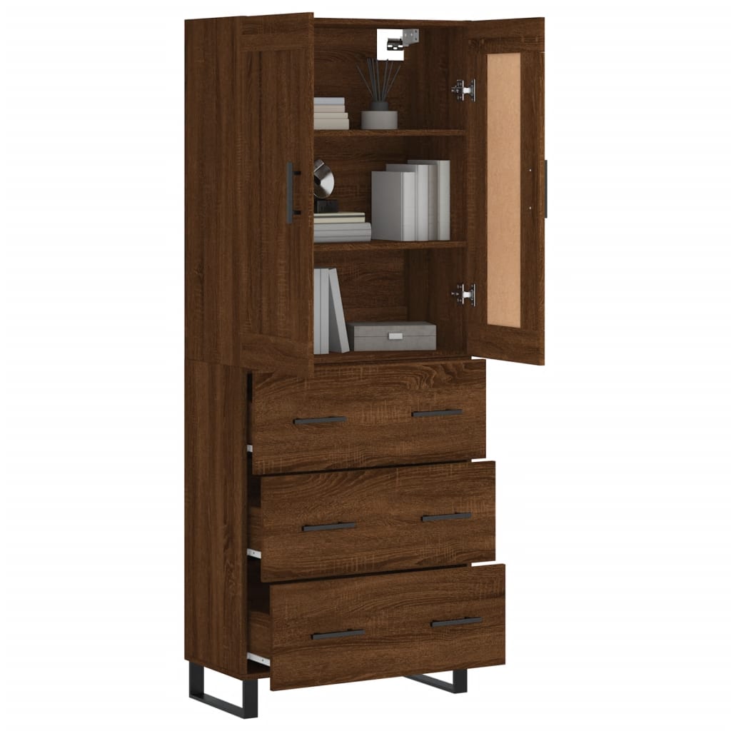 vidaXL Aparador alto madera contrachapada marrón roble 69,5x34x180 cm