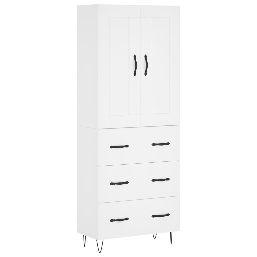 vidaXL Aparador alto madera contrachapada blanco 69,5x34x180 cm