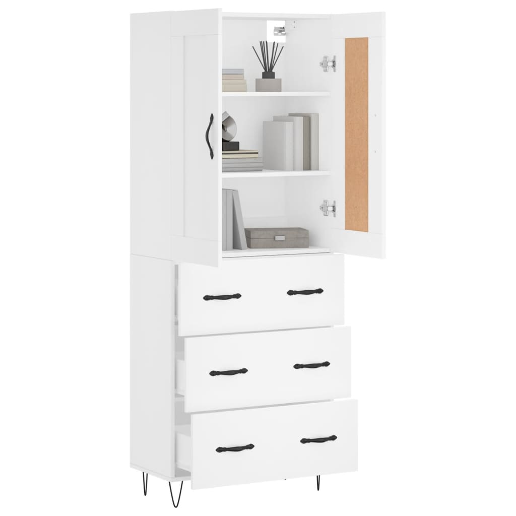 vidaXL Aparador alto madera contrachapada blanco 69,5x34x180 cm