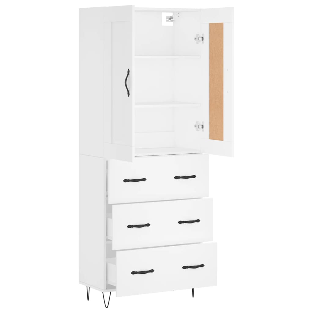 vidaXL Aparador alto madera contrachapada blanco 69,5x34x180 cm