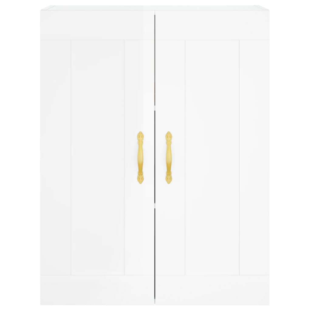 vidaXL Aparador alto madera contrachapada blanco brillo 69,5x34x180 cm