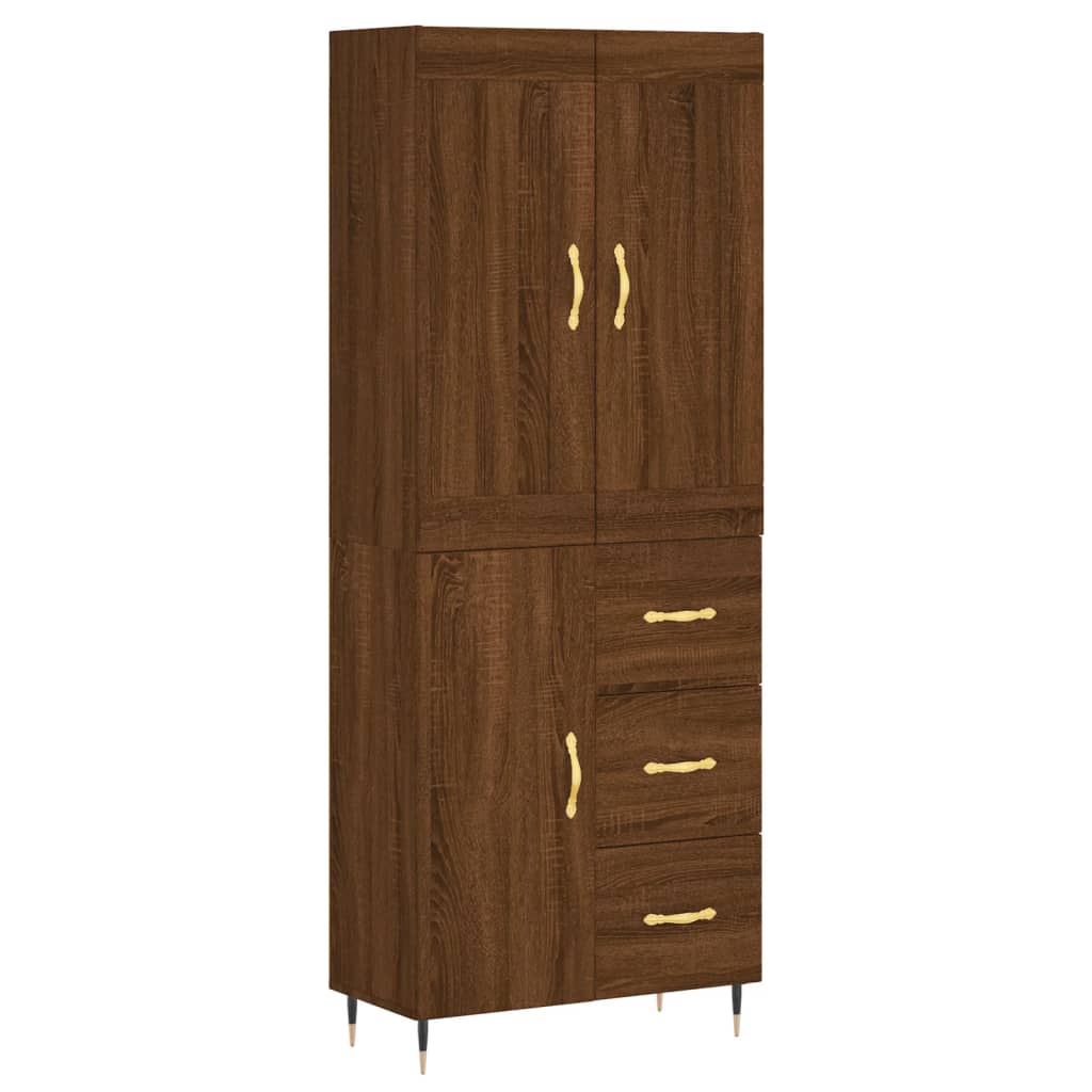 vidaXL Aparador alto madera contrachapada marrón roble 69,5x34x180 cm