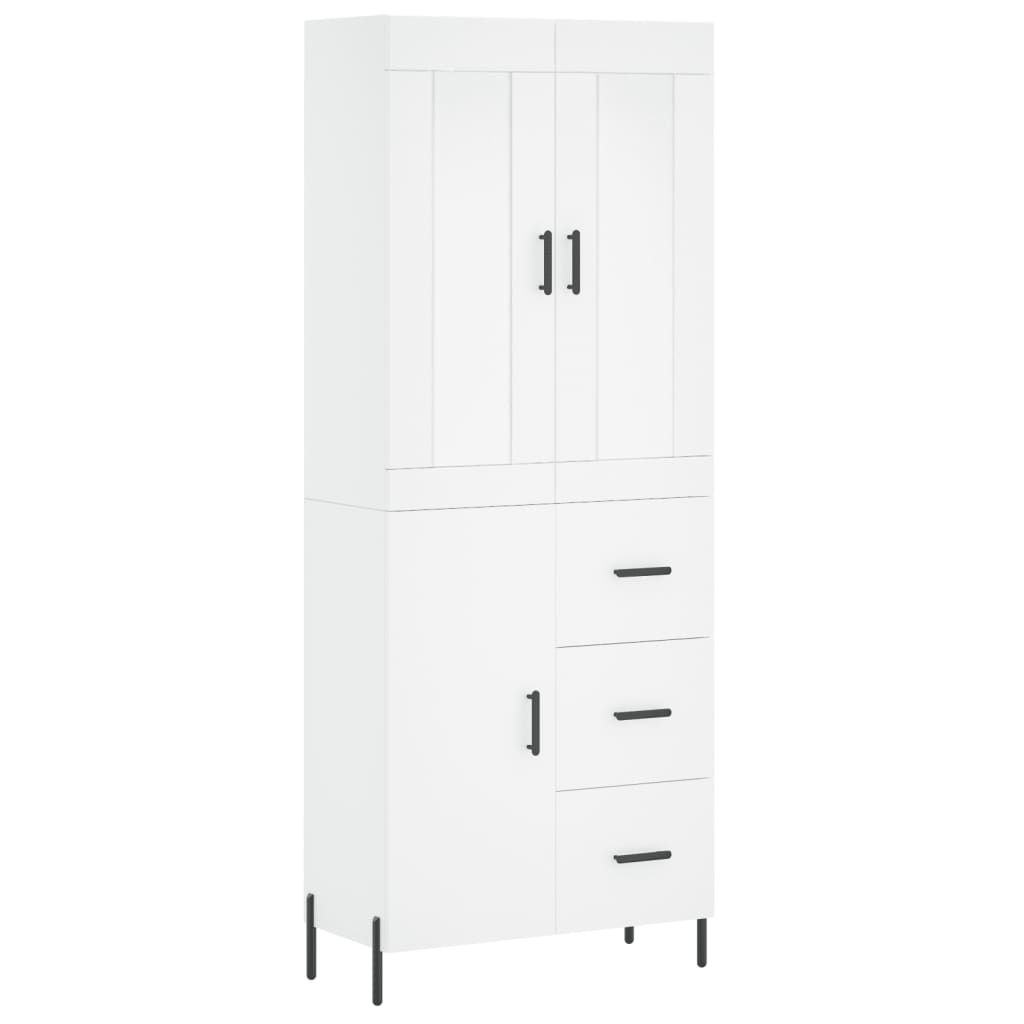 vidaXL Aparador alto madera contrachapada blanco 69,5x34x180 cm