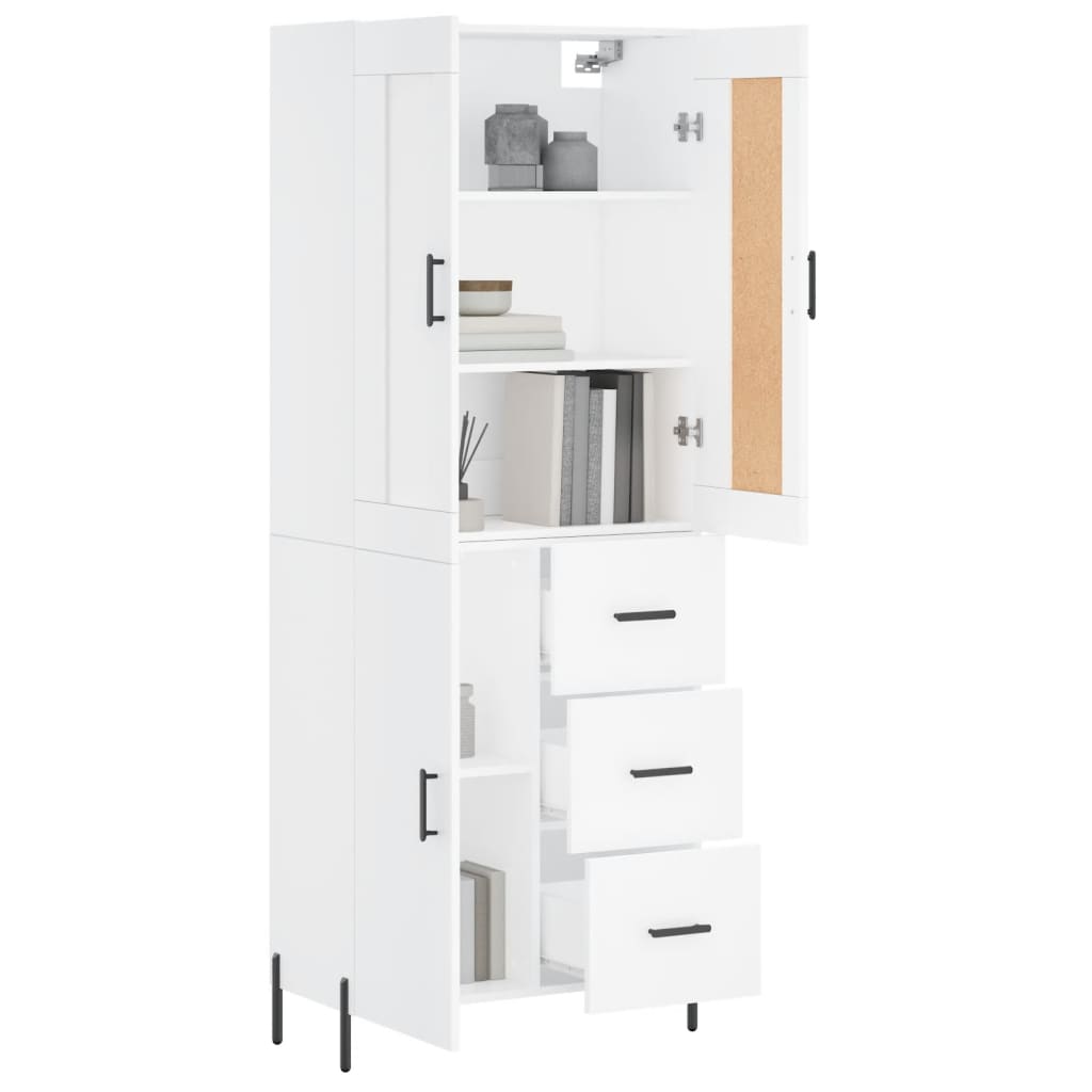 vidaXL Aparador alto madera contrachapada blanco 69,5x34x180 cm