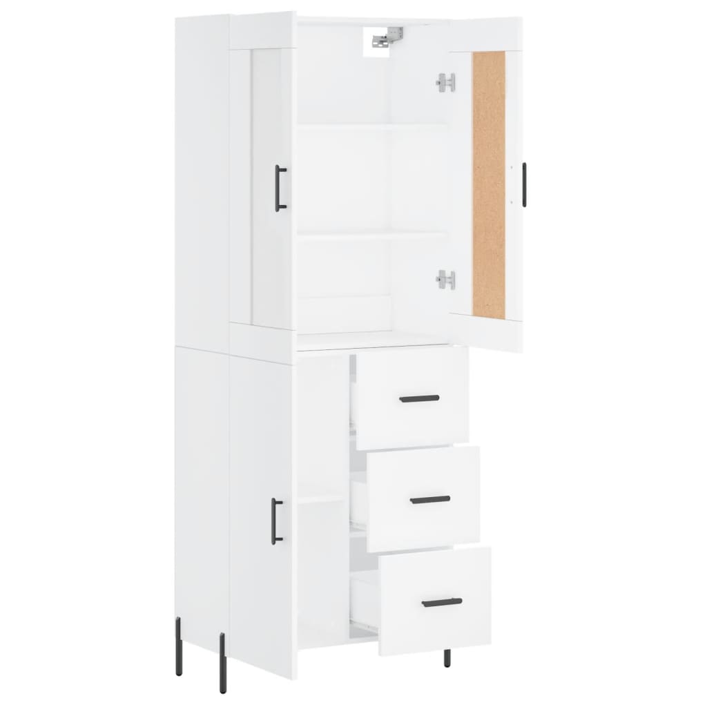 vidaXL Aparador alto madera contrachapada blanco 69,5x34x180 cm