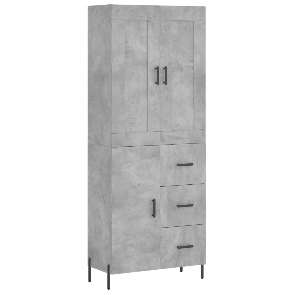 vidaXL Aparador alto madera contrachapada gris hormigón 69,5x34x180 cm