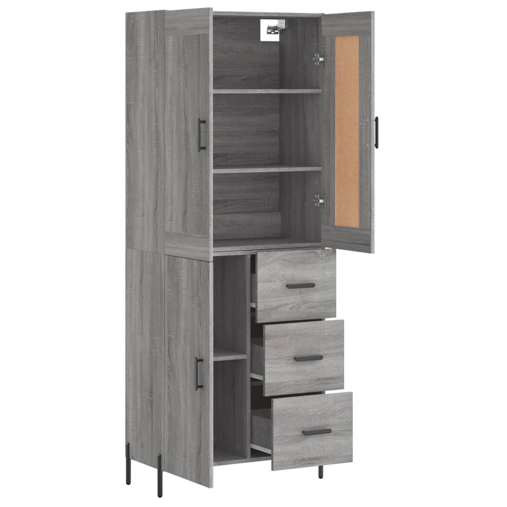 vidaXL Aparador alto madera contrachapada gris sonoma 69,5x34x180 cm