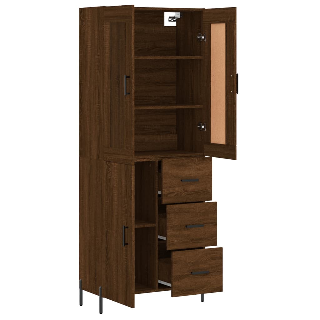 vidaXL Aparador alto madera contrachapada marrón roble 69,5x34x180 cm