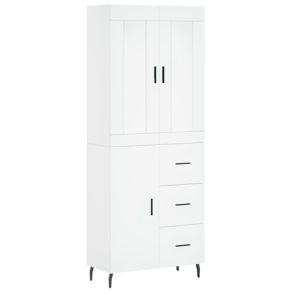 vidaXL Aparador alto madera contrachapada blanco 69,5x34x180 cm