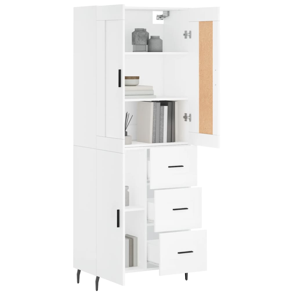 vidaXL Aparador alto madera contrachapada blanco 69,5x34x180 cm