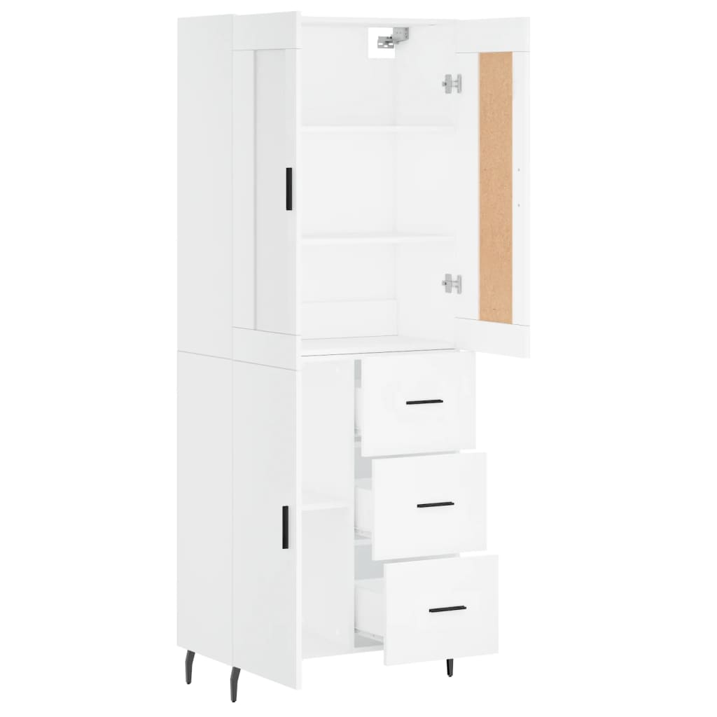 vidaXL Aparador alto madera contrachapada blanco 69,5x34x180 cm