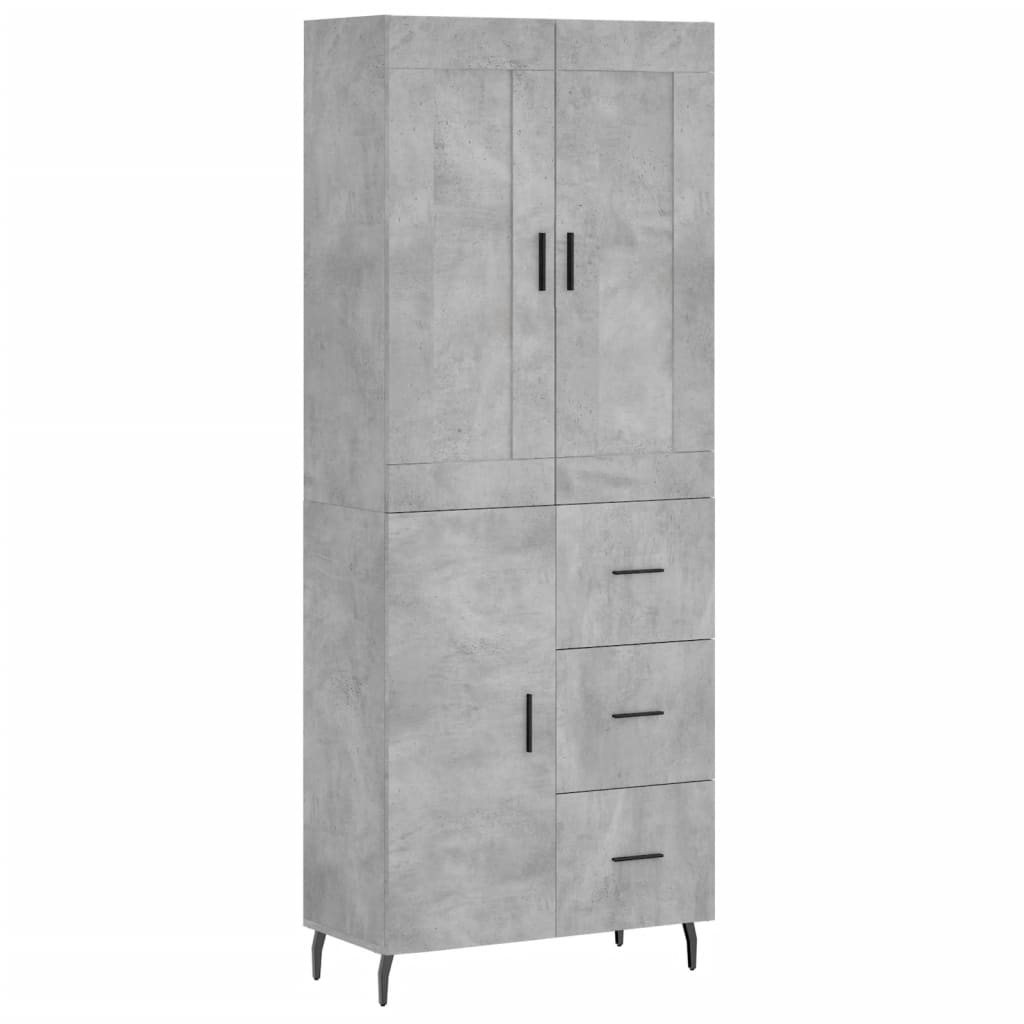 vidaXL Aparador alto madera contrachapada gris hormigón 69,5x34x180 cm