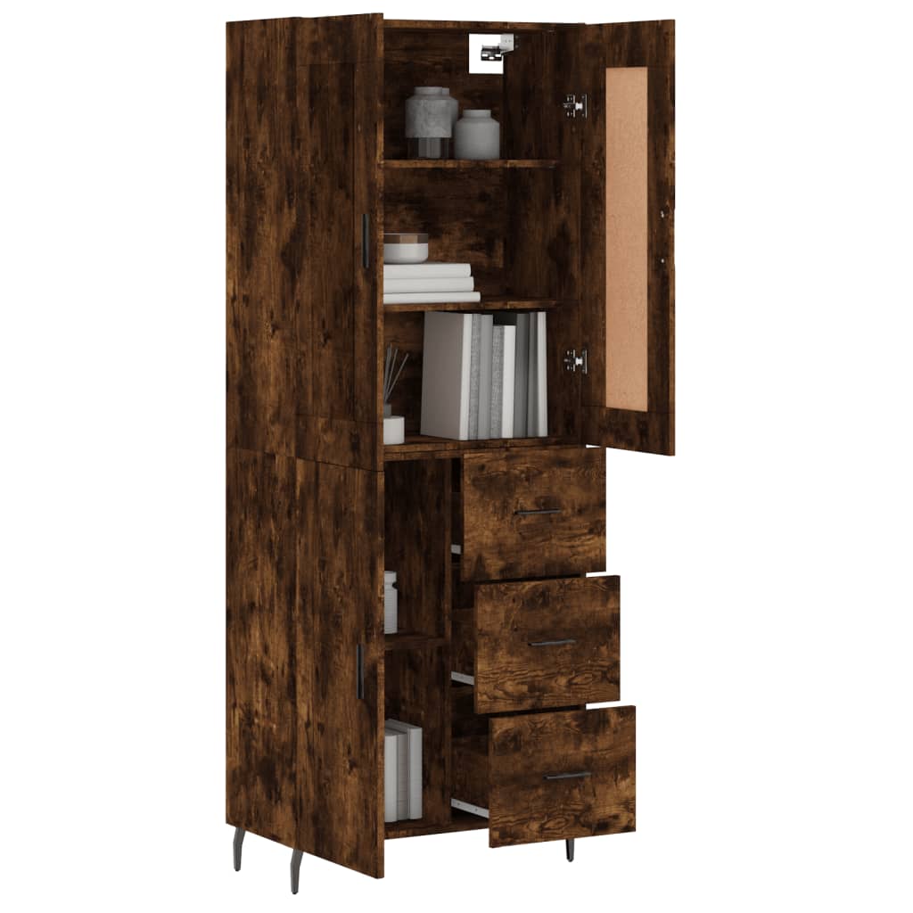 vidaXL Aparador alto madera contrachapada roble ahumado 69,5x34x180 cm