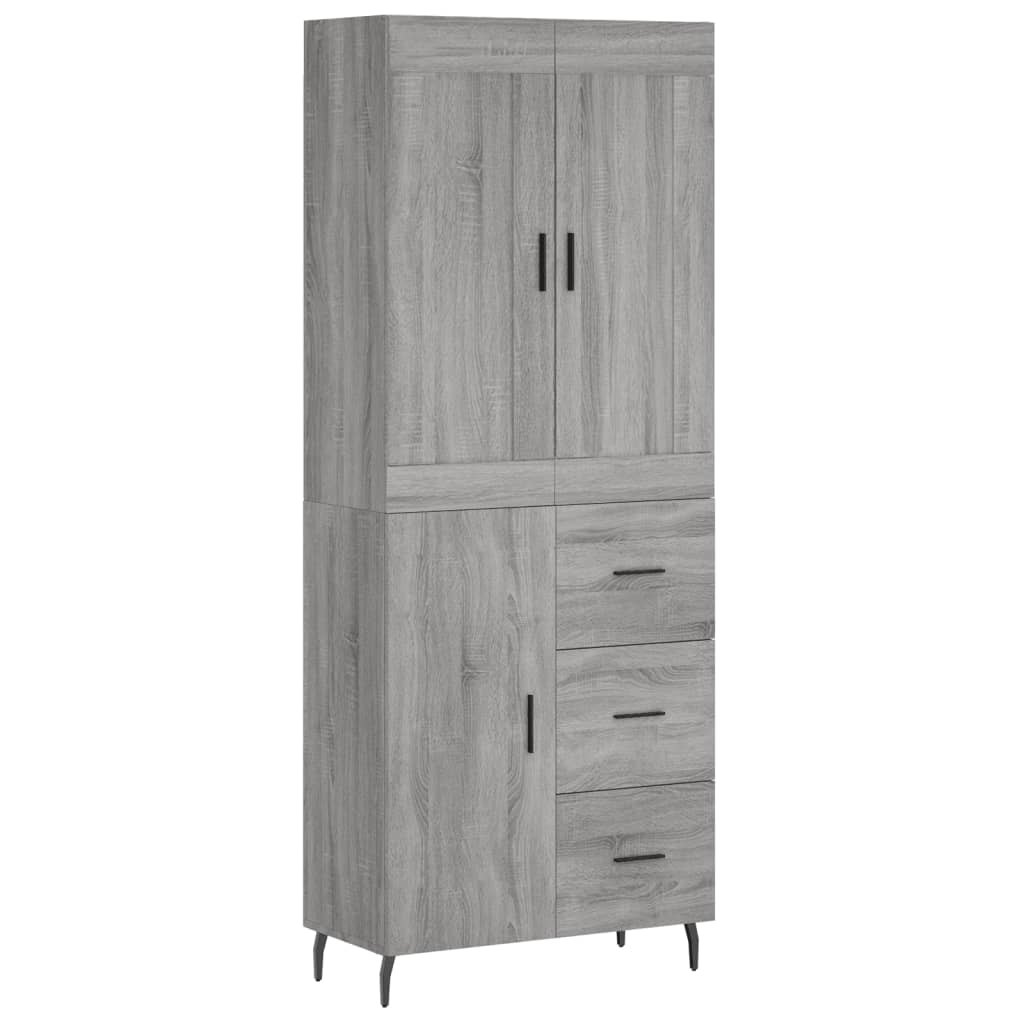 vidaXL Aparador alto madera contrachapada gris sonoma 69,5x34x180 cm