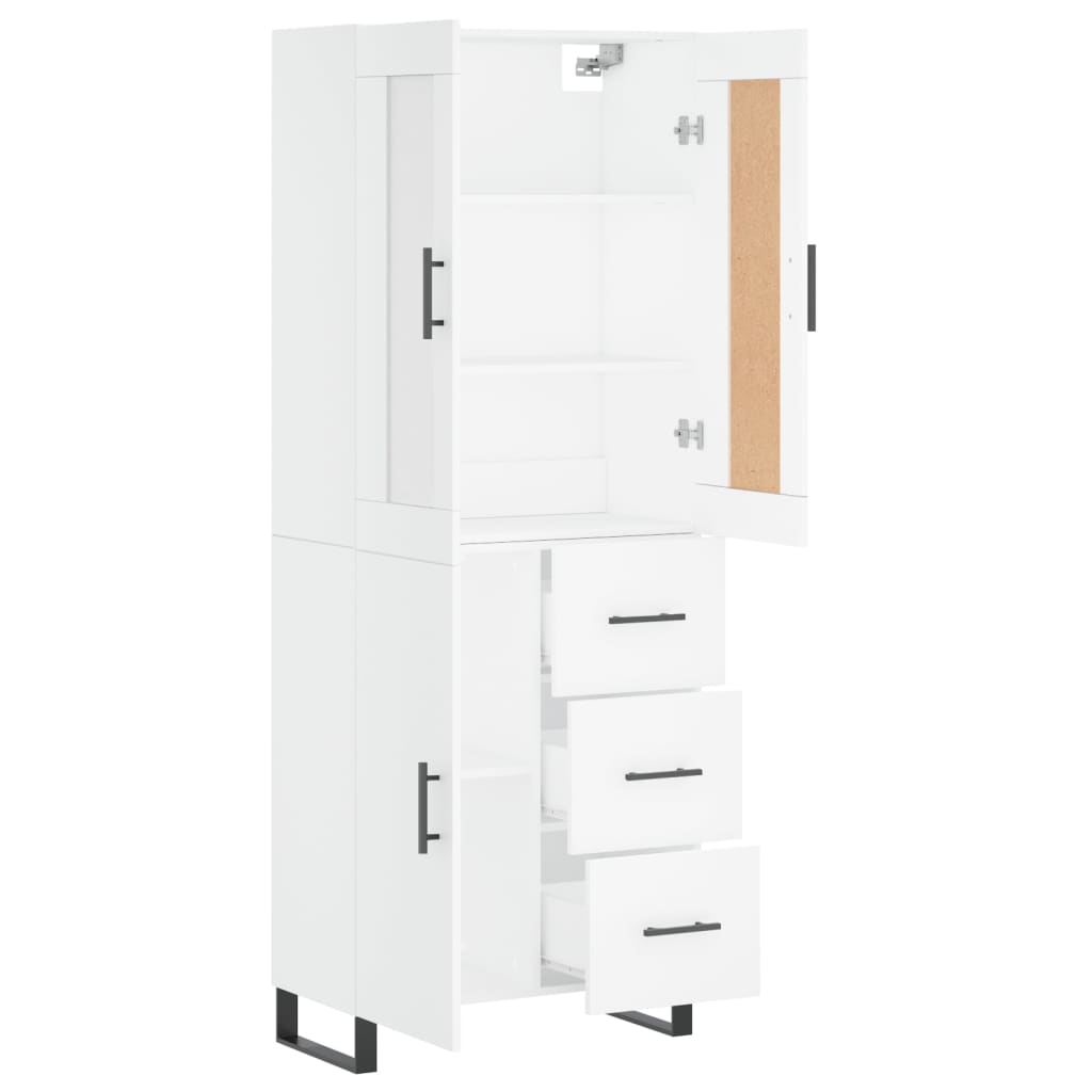 vidaXL Aparador alto madera contrachapada blanco 69,5x34x180 cm