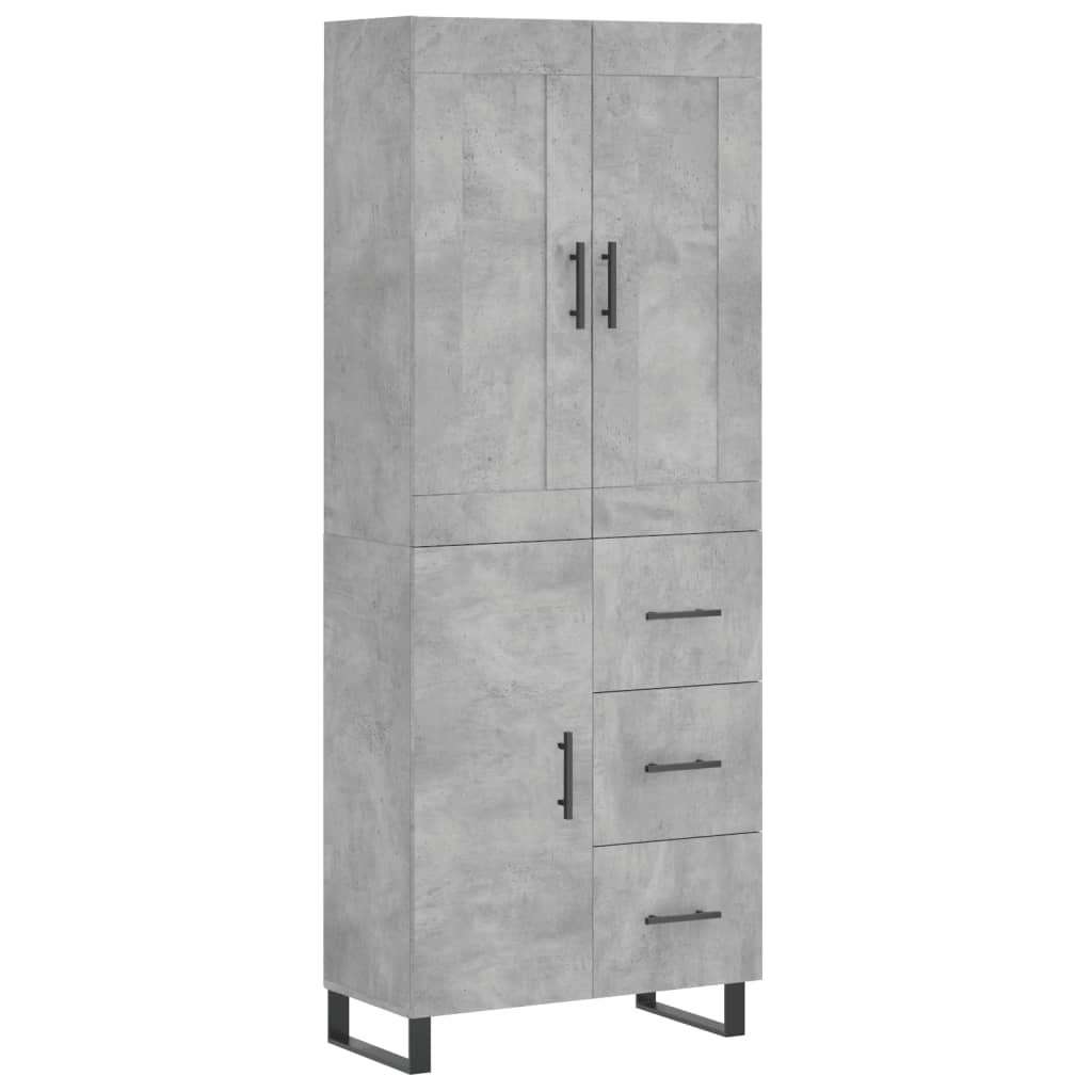 vidaXL Aparador alto madera contrachapada gris hormigón 69,5x34x180 cm