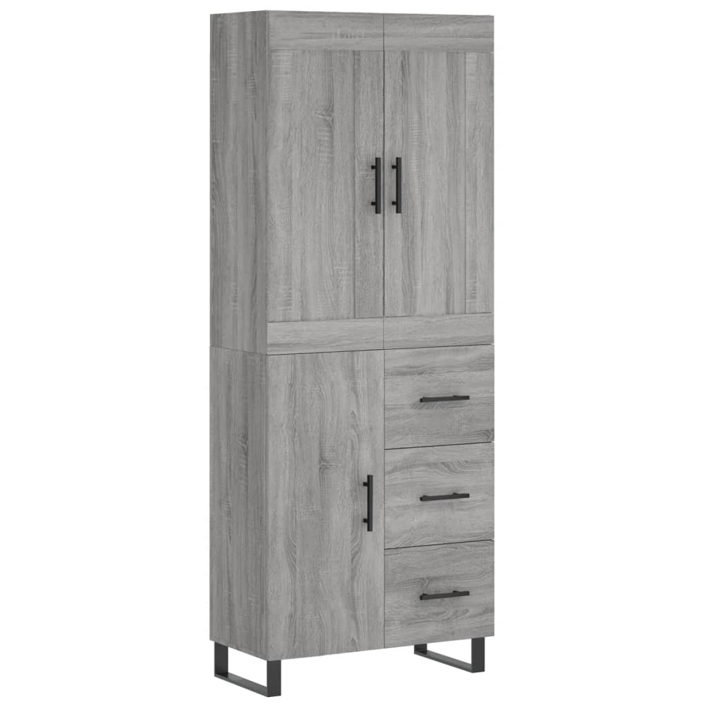 vidaXL Aparador alto madera contrachapada gris sonoma 69,5x34x180 cm