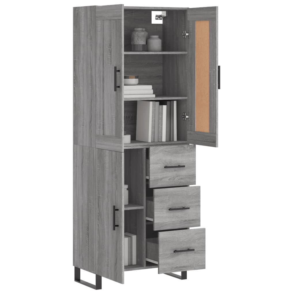 vidaXL Aparador alto madera contrachapada gris sonoma 69,5x34x180 cm