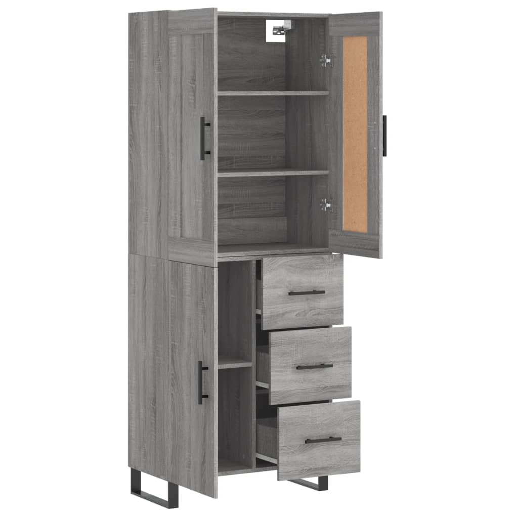 vidaXL Aparador alto madera contrachapada gris sonoma 69,5x34x180 cm